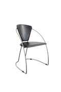 Chaise de réunion avec accoudoirs en cuir noir et piètement luge