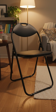 Chaise de réunion noire en simili-cuir avec piètement luge