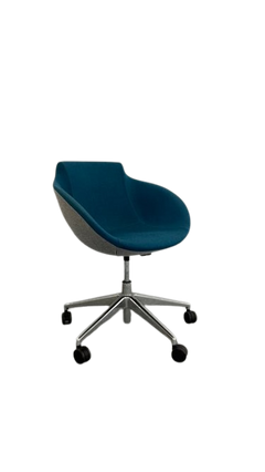 Chaise de réunion en forme de coque avec roulettes et accoudoirs