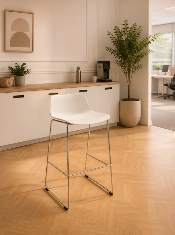 Chaise tabouret haut métal blanc
