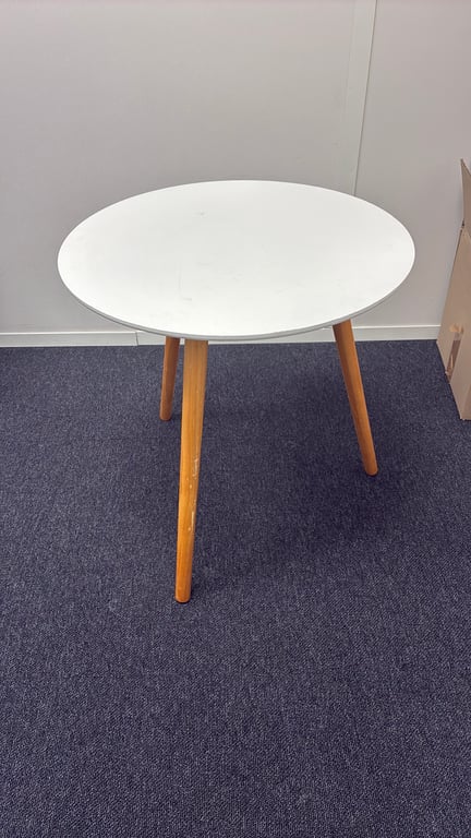 Table basse ronde 48x48 Blanc et bois - 3-4