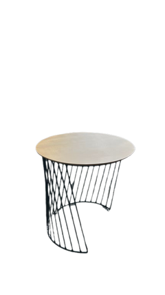 Table basse ronde métal noir et bois chêne clair - 3-4