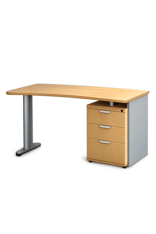 Bureau droit 118x74 avec caisson - Chêne