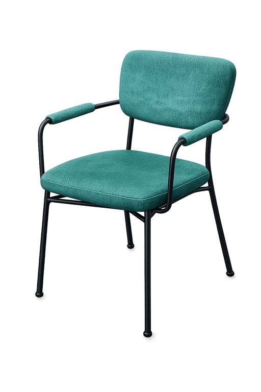 Chaise de réunion avec accoudoirs, dossier plein et piètement droit