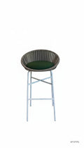 Tabouret haut en forme de coque avec piètement droit, modèle Bloom