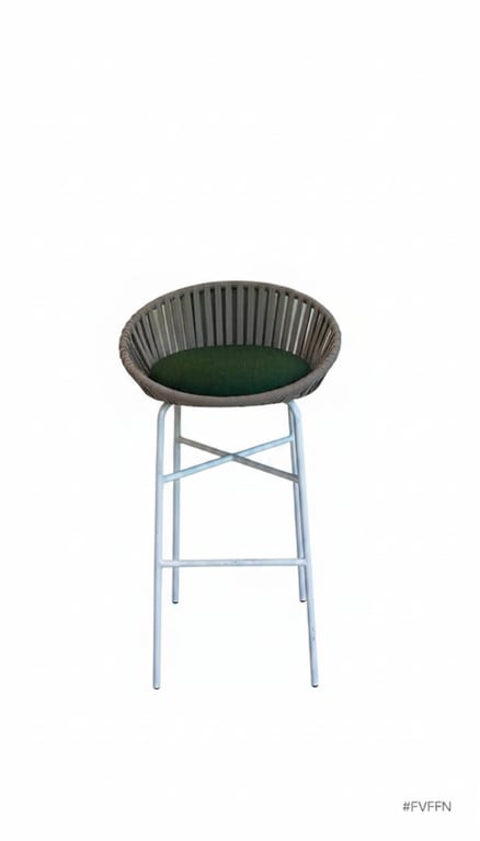 Tabouret haut en forme de coque avec piètement droit, modèle Bloom - face