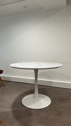 table de cafétéria ronde effet.marbre - Table de cafétéria ronde 100 cm en plastique et métal - 3-4