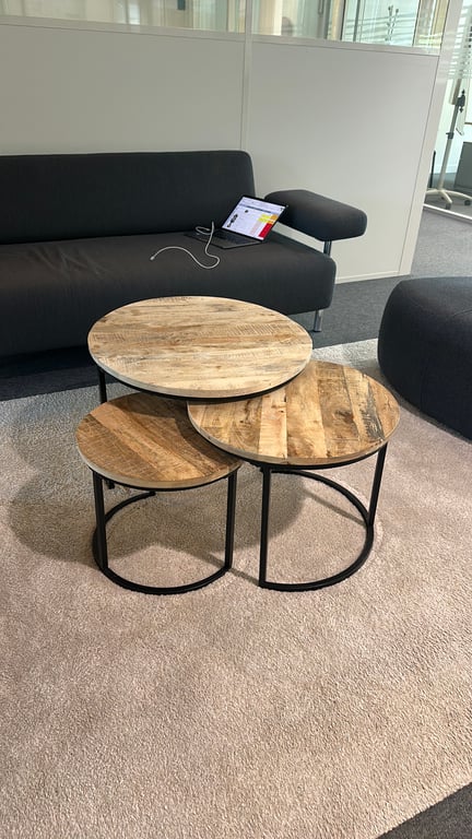 Table basse gigogne en bois et métal - face