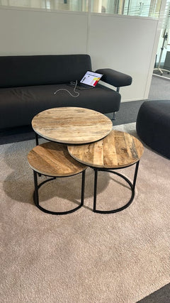 Table basse gigogne en bois et métal - face