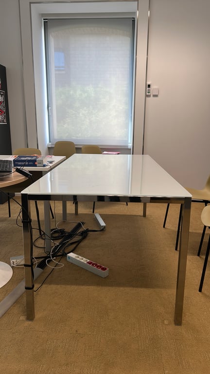 Table de réunion 180x85x75 Verre blanc - face