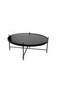 Table basse ronde verre et métal Noir
