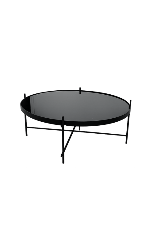 Table basse ronde verre et métal Noir