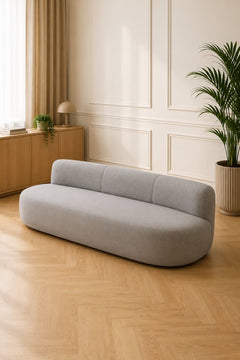 Canapé rond tissu gris clair