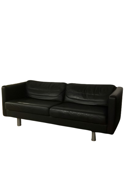 Canapé noir rectangulaire avec accoudoirs