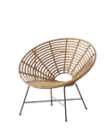 Fauteuil en Osier avec Pieds Métalliques Noirs