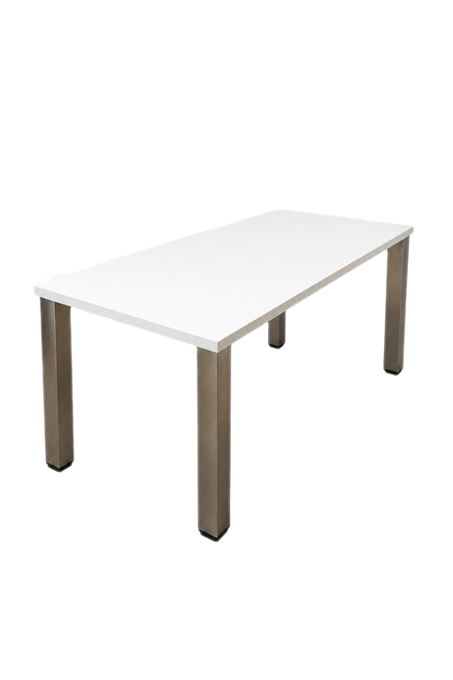 Bureau droit 175x65 blanc et chrome