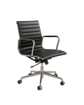 Fauteuil de bureau en cuir noir avec roulettes