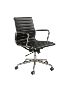 Fauteuil de bureau en cuir noir avec roulettes