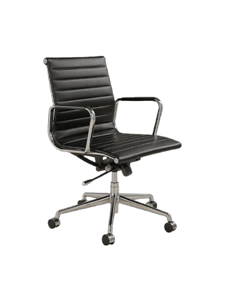 Fauteuil de bureau en cuir noir avec roulettes