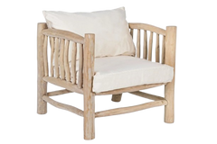 Fauteuil en bois et tissu blanc Maison du monde - 3-4