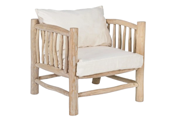 Fauteuil en bois et tissu blanc Maison du monde