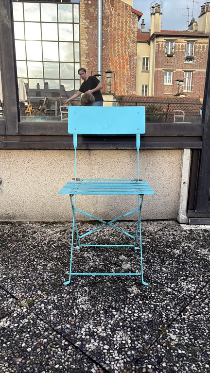 Chaise pliante Sky Blue en métal - 3-4
