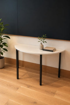 Table demi-cercle 122x60 Blanc Métal noir