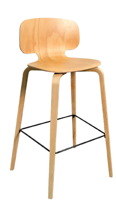 Chaise/tabouret haut en bois contreplaqué couleur Chêne clair