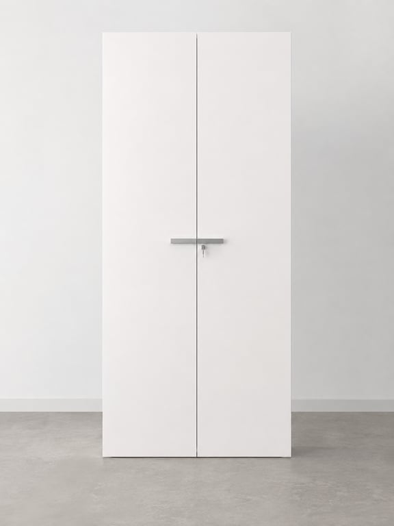 Armoire haute blanche en bois mélaminé