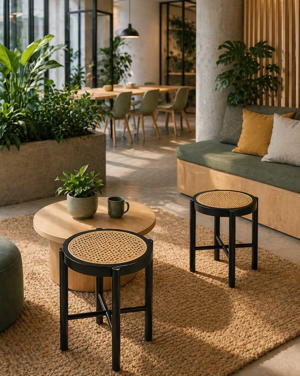 Tabouret rétro webbing stool black par Hk living