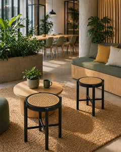 Tabouret rétro webbing stool black par Hk living