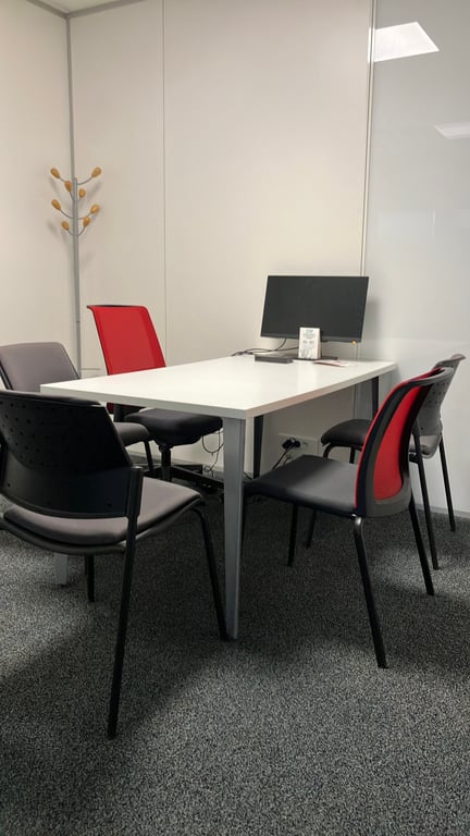 Bureau droit blanc pied gris 160-80 - ambiance