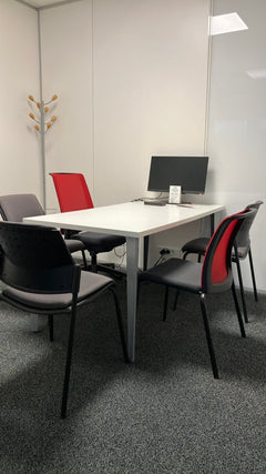 Bureau droit blanc pied gris 160-80 - ambiance