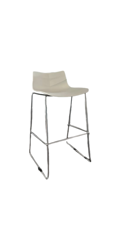 Chaise tabouret haut métal blanc