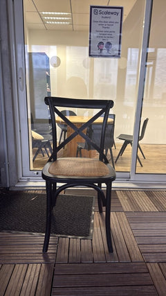 Chaise de cafétéria en bois et rotin tressé - 3-4