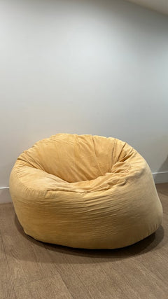pouf jaune - Pouf spacieux en tissu Turmeric - face