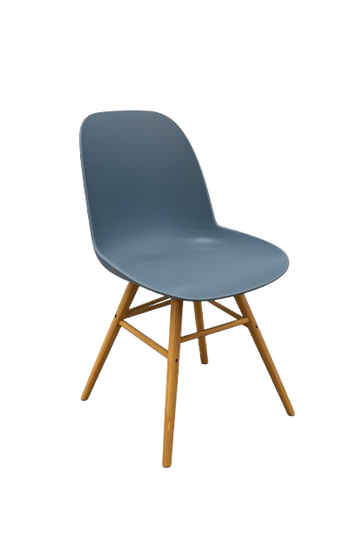 Chaise de cafétéria en plastique et bois