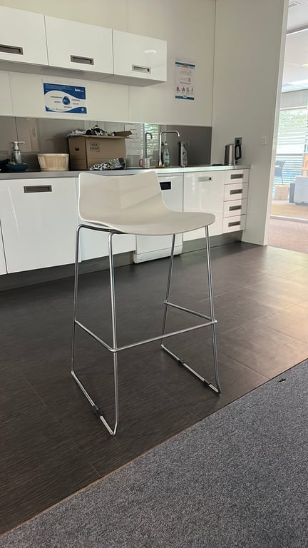 Chaise tabouret haut métal blanc - 3-4