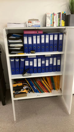 Armoire Basse 140 cm en Métal Blanc