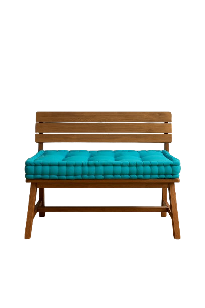 Banc en bois et tissu