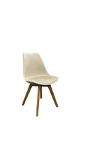 Chaise de réunion en cuir blanc avec pieds en bois