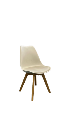 Chaise de réunion en cuir blanc avec pieds en bois