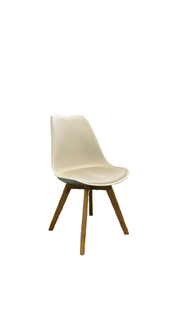 Chaise de réunion en cuir blanc avec pieds en bois