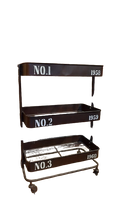 Rangement mobile en métal avec casiers