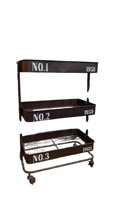 Rangement mobile en métal avec casiers