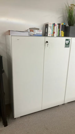 Armoire Basse 140 cm en Métal Blanc