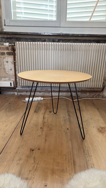 Table basse ronde en bois et métal - 3-4