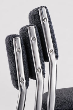 Chaise traineau en métal chromé tissu bleu