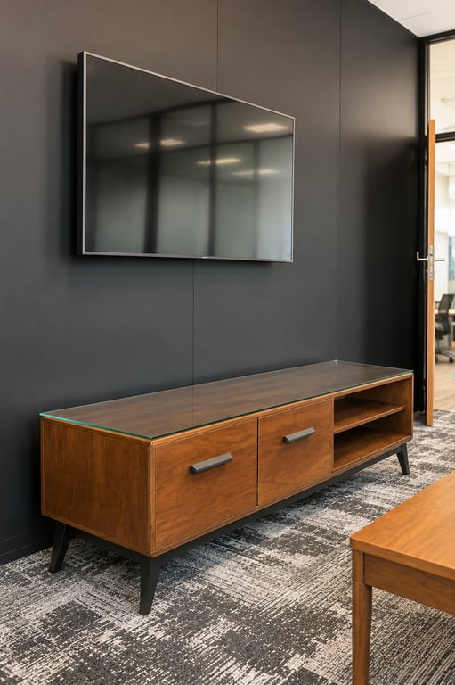 Meuble de rangement bois chêne foncé