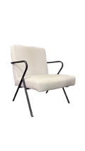 Fauteuil tissu gris clair et métal